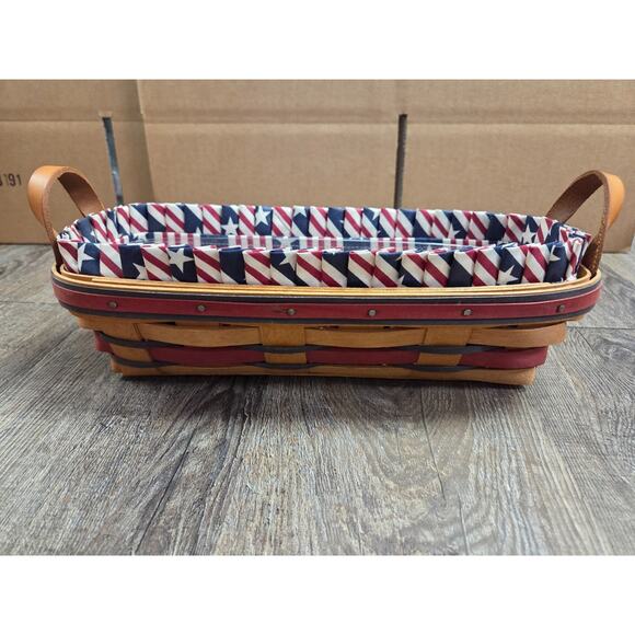 Longaberger 1994 American Blue Red Long Narrow Basket Liner Protector 12" - Picture 1 of 6